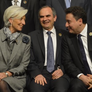 DPM Babacan, Governor Başçı and IMF MD Lagarde Having Chat During the Family Photo Session
